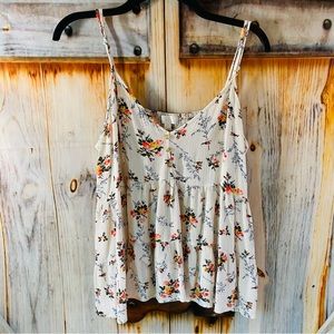 Chance Ivory 1X Floral Spaghetti Strap Baby Doll Top